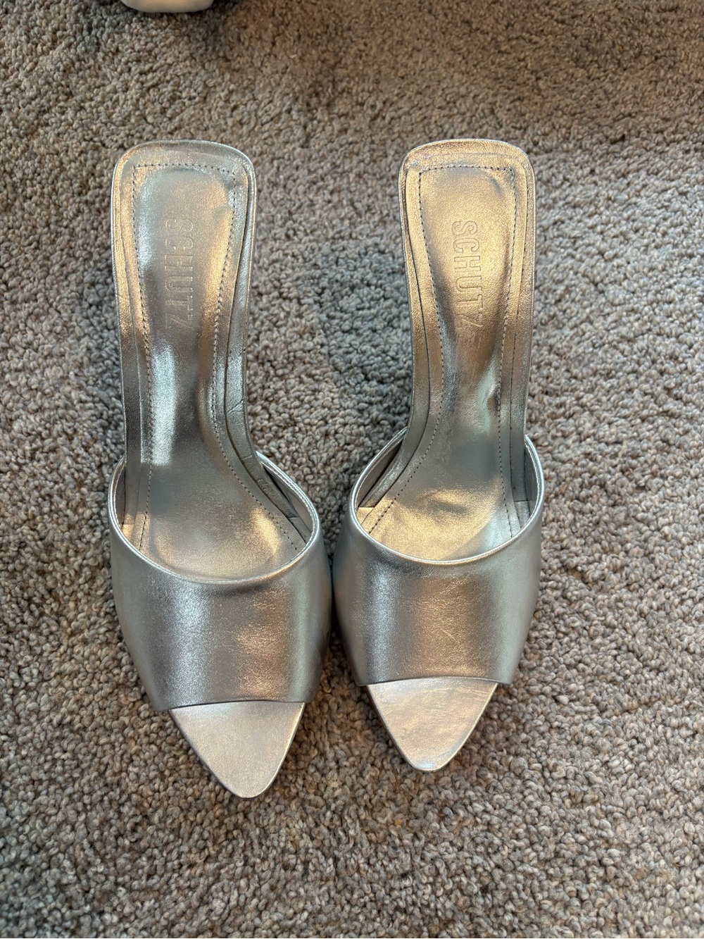 Schutz Luciana Metallic Leather Sandal 8.5